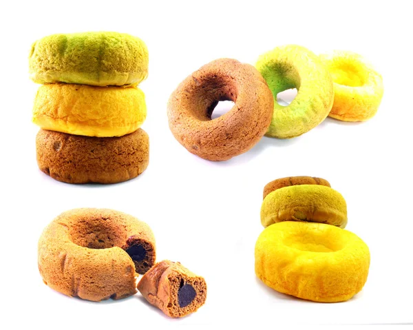 Conjunto Donut Fundo Branco — Fotografia de Stock