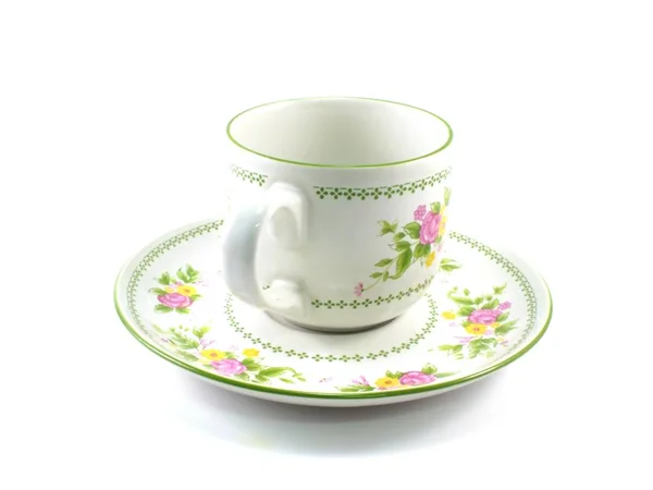 Antique Xícara Chá Porcelana Fundo Branco — Fotografia de Stock