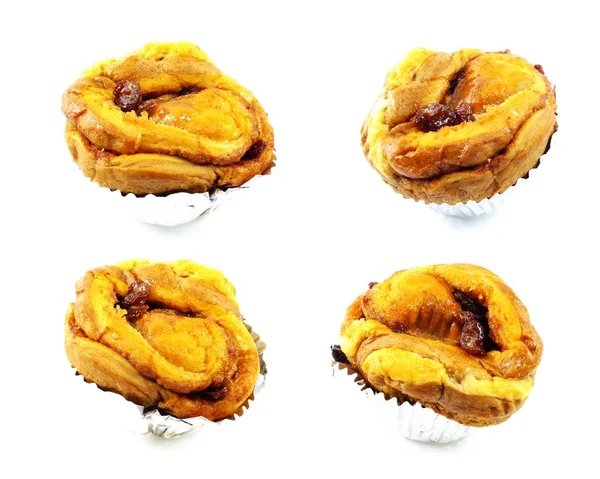 Sweet Bun Zimtkuchen Isoliert Auf Weißem Hintergrund — Stockfoto