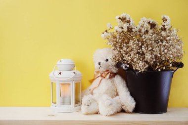 Uzay kopya arka plan ile güzel kurutulmuş çiçek buketi