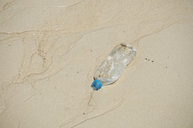 Sahilde çöp plastik şişe