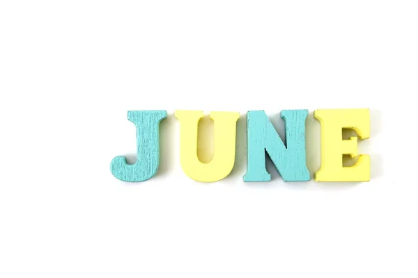 Colorful June Alphabet Letter Isolated White Background Background — Stock Photo, Image