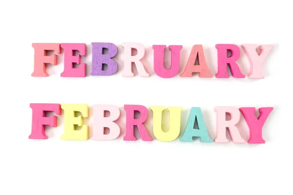 Colorful February Alphabet Letter Isolated White Background Background — Stock Photo, Image