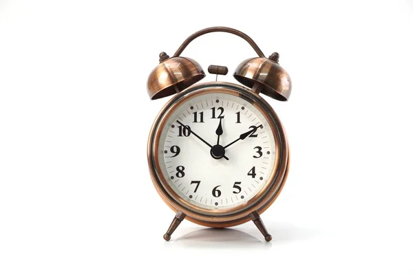 Reloj Despertador Vintage Aislado Sobre Fondo Blanco — Foto de Stock