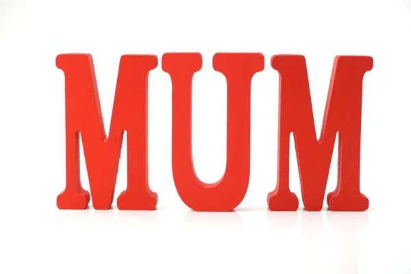 Red Mum Letters Alphabet Isolated White Background — Stock Photo, Image