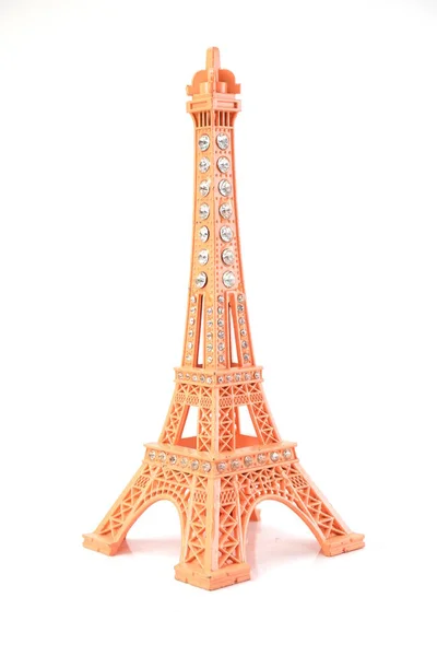 Orange Eiffel Tower Staty Isolerad Vit Bakgrund — Stockfoto