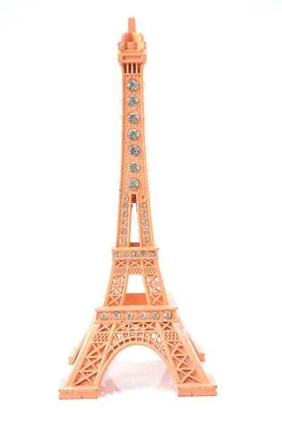 Orange Eiffel Tower Staty Isolerad Vit Bakgrund — Stockfoto