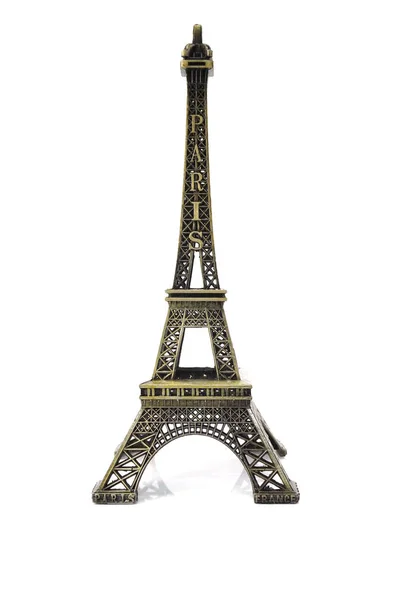 Brons Eiffel Tower Staty Isolerad Vit Bakgrund — Stockfoto