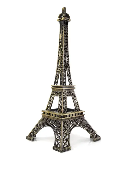 Eiffel Tower Staty Isolerad Vit Bakgrund — Stockfoto