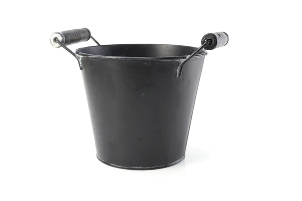 Black Metal Flower Pot Isolated White Background Stock Picture