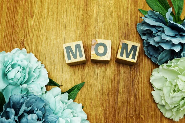 Happy Mother Day Concept Alphabet Letters Space Wooden Background — Stock Photo, Image