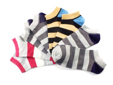 renkli çorap koleksiyonu izole beyaz arka plan üzerinde