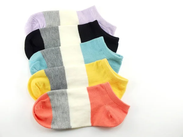 Renkli Çorap Koleksiyonu Izole Beyaz Arka Plan Üzerinde — Stok fotoğraf