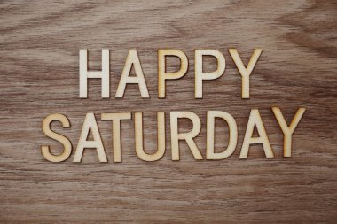 Mutlu Cumartesi kısa mesaj ahşap arka plan sesleri