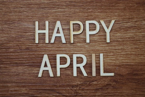Happy April Alphabet Buchstaben Auf Holzgrund — Stockfoto