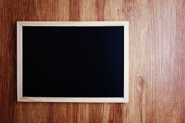 Empty Space Black Board Wooden Background — Stock Photo, Image