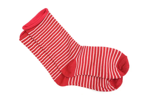 Red White Stripe Socks Isolated White Background — Stock Photo, Image