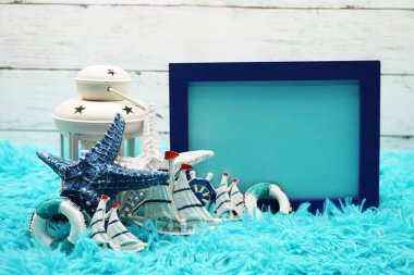 Deniz deniz dekorasyonu ile fotoğraf çerçevesi kadar Mock