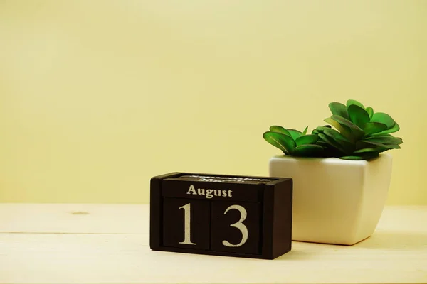 August 13Th Calendar Wooden Cube — Stock Photo, Image