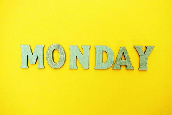 Monday Word Alphabet Letters Yellow Background — Stock Photo, Image