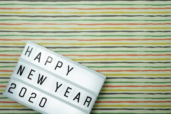 Feliz Año Nuevo 2020 Caja Luz Con Fondo Copia Espacio — Foto de Stock