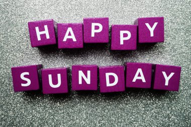 Glitter arka plan üzerinde Happy Sunday alfabe si harfi
