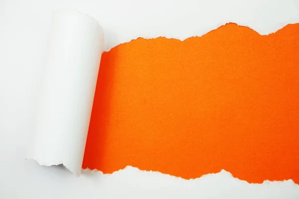 Papier Gescheurd Met Ruimte Kopie Oranje Achtergrond — Stockfoto