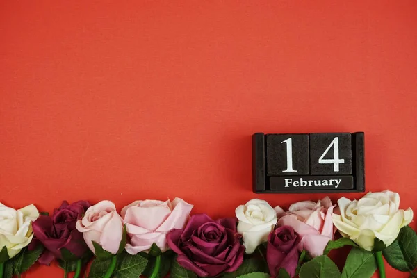 Februar Valentine Day Background View Wohnung Lag Mit Platz Für — Stockfoto