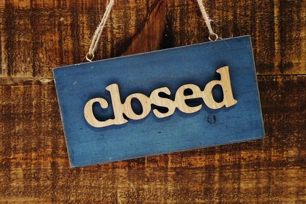 Wooden Closed Sign Space Copy Wooden Background — Stock Photo, Image