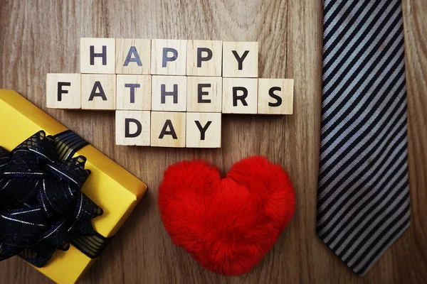 Happy Father Day Alfabet Letters Met Stropdas Geschenkdoos Rood Hart — Stockfoto