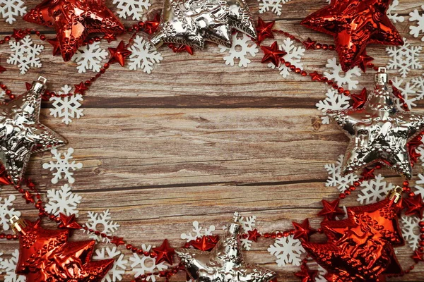 Vánoční Novoroční Doplňky Dekorace Dřevěném Pozadí — Stock fotografie