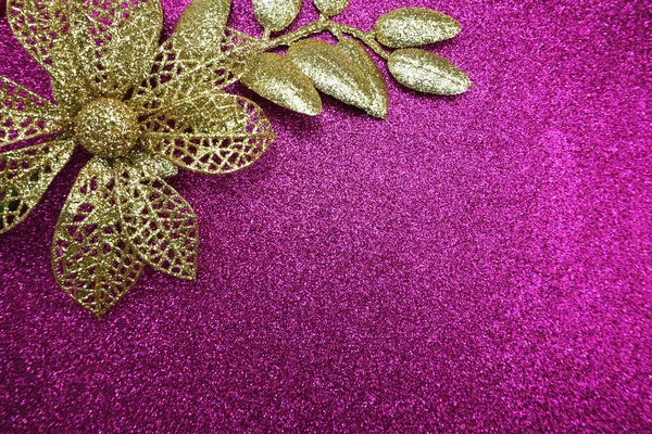 Glitter Flower Dekoration Mit Weltraumkopie Auf Rosa Glitzerhintergrund — Stockfoto