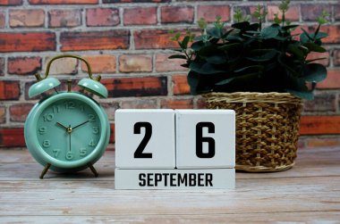 Tahta Takvim 26 Eylül 'ü gösteriyor. 26 Eylül 'de.
