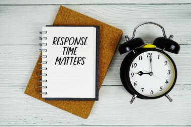 Response Time Matters text written on notepad with alarm clock on wooden background