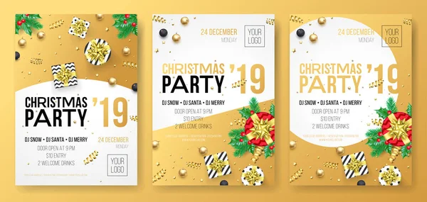Cartão Cartaz Convite Festa Natal Para 2019 Feliz Ano Novo — Vetor de Stock