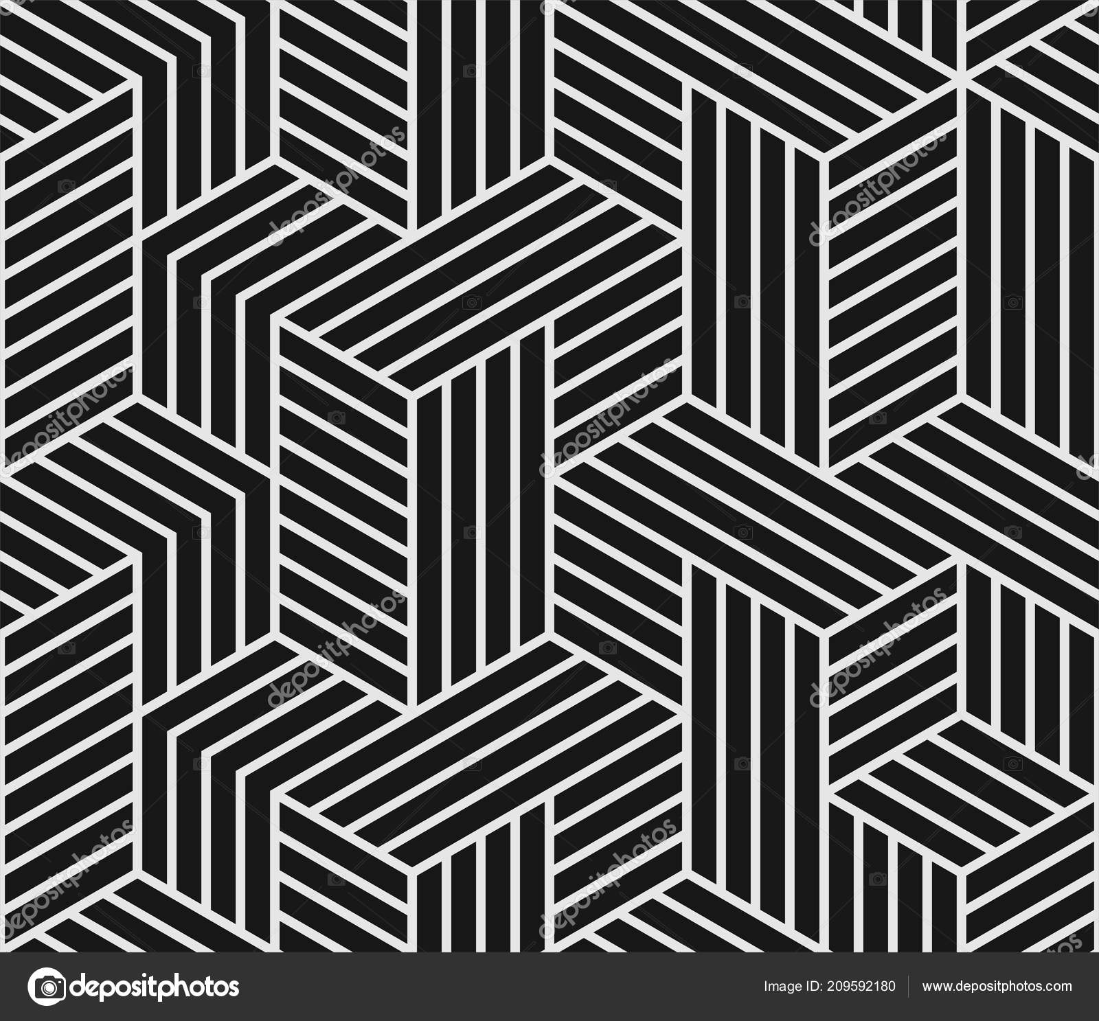 Abstract Geometric Pattern Vector Black Background Seamless White