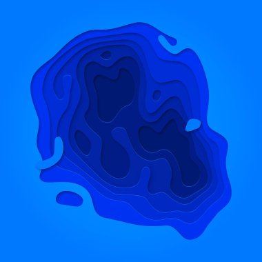 Papercut geometrik mavi model. Topografya multi ile vektör mavi renk degrade arka plan doku katmanları