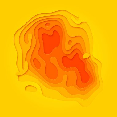 Papercut geometrik topografya desen sarı turuncu 3d multi katman ile geometrik sıvı degrade arka plan