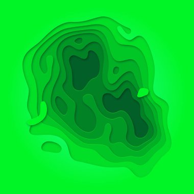 Papercut geometrik desen arka plan ya da sıvı 3d şalter ile yeşil renk çok katmanlı web başlık sayfası veya poster tasarımı için