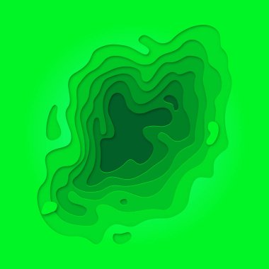 Papercut geometrik topografya veya kağıt kesme sıvı geometrik degrade desen yeşil 3d multi katman arka plan üzerinde