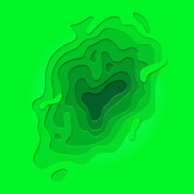 Papercut geometrik yeşil 3d multi katman desen. Arka plan renk gradyan ve geometrik kesme vektör kağıt kesme