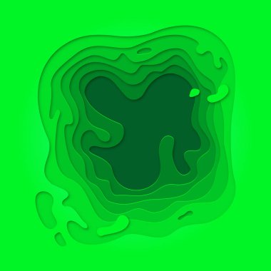 Papercut geometrik yeşil desen. Topografya multi ile vektör mavi renk degrade arka plan doku katmanları