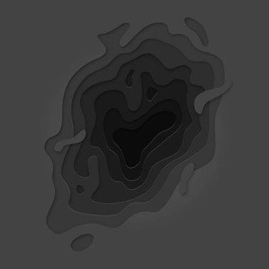 Papercut geometric topography pattern on dark gray 3D multi layer background with geometric black liquid gradient clipart