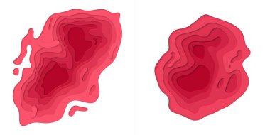 Soyut papercut ve vektör beyaz zemin üzerine kırmızı renk multi katman degrade desen