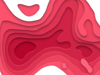 Papercut geometrik mor kırmızı desen. Topografya multi ile vektör pembe renkli gradyan arka plan doku katmanları