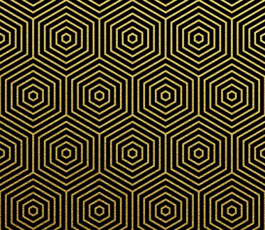 Altın sorunsuz altıgen mozaik kılavuz çizgileri altın petek desenli soyut geometrik ışıltılı desen vektör arka plan