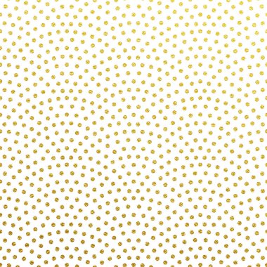 Soyut konfeti veya altın glittery Dikişsiz desen arka plan ölçekler. Vektör retro altın ışıltılı tasarım beyaz doğrusal yay noktalı