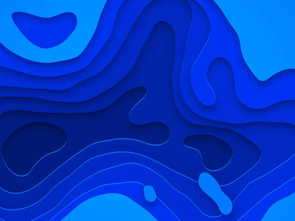 Papercut Geometric Topography Paper Cut Liquid Geometric Gradient Pattern Blue — Stock Vector