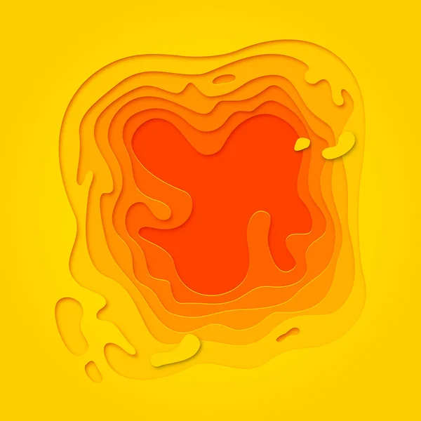 Плакат Геометрической Топографии Бумага Разрезают Жидкий Геометрический Рисунок Градиента Желтым — стоковый вектор
