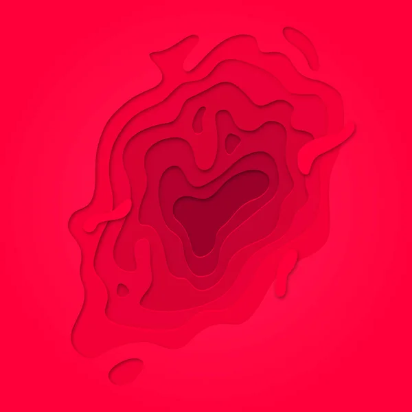 Papiergeschnittene Geometrische Topographie Muster Auf Rot Rosa Mehrschichthintergrund Mit Geometrischem — Stockvektor